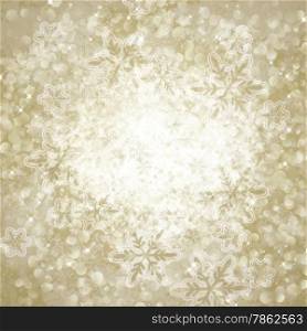 winter abstract background with bokeh lights, snowflakes