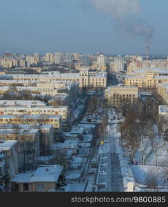 winter and snow Minsk from a height