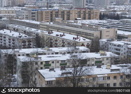 winter and snow Minsk from a height