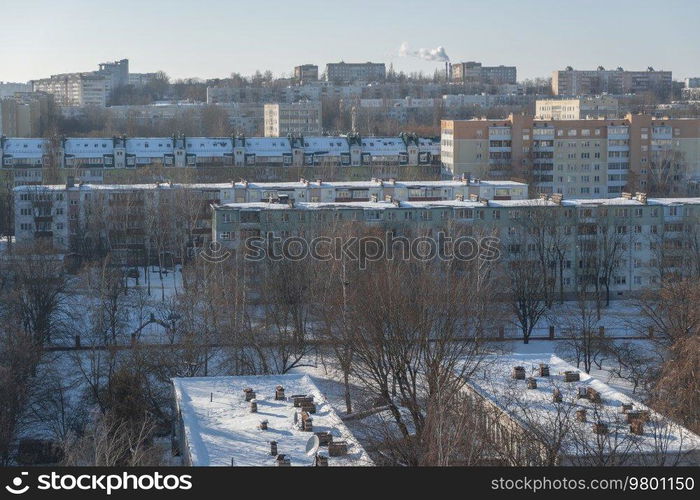 winter and snow Minsk from a height