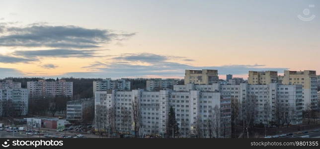 winter and snow Minsk from a height