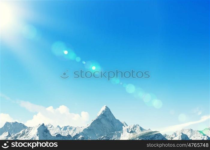 Winter. Background image of high mountain in snow