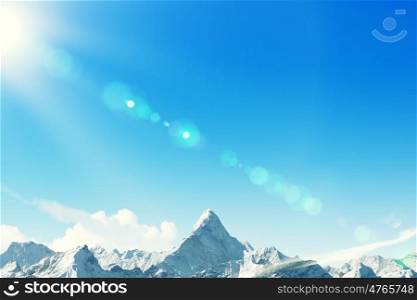 Winter. Background image of high mountain in snow