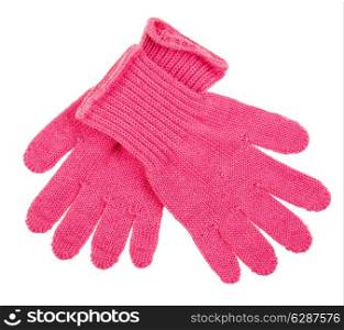 Winter Blue Knit Gloves isolated on white background.