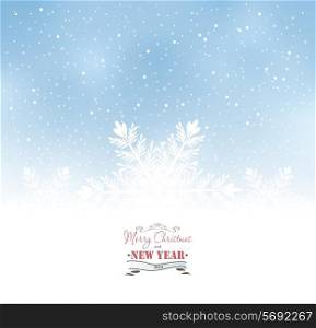 Winter Christmas Background With Snow And Snowflakes