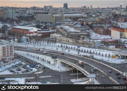 winter city of Minsk is covered with snow. Belarus