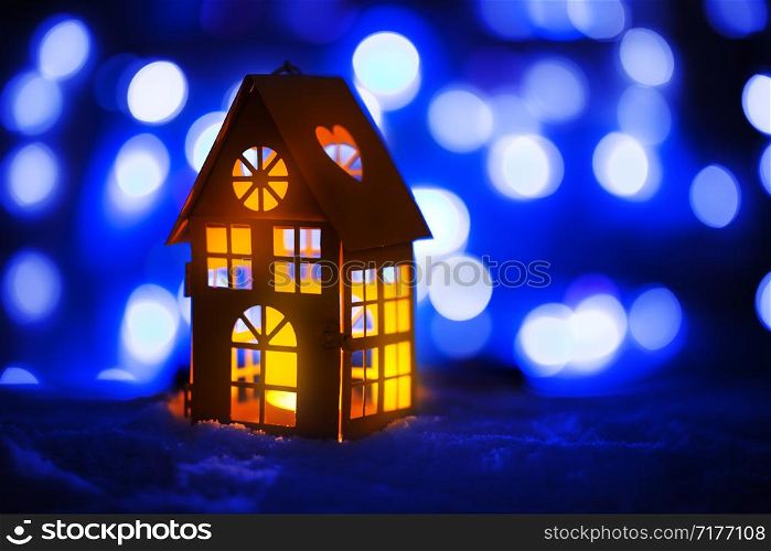 Winter decoration with a candlestick.Christmas background.. Winter decoration with a candlestick.Christmas background