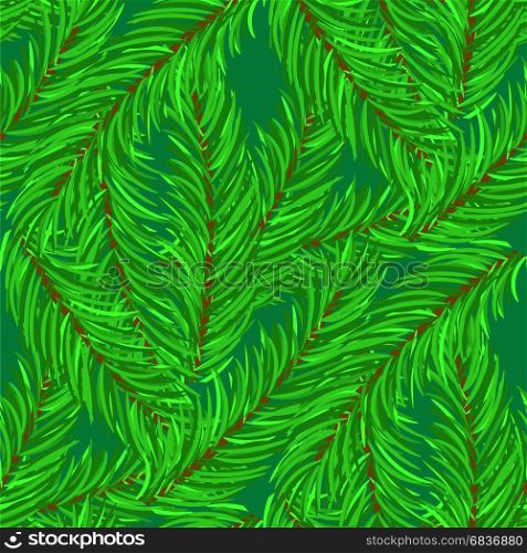 Winter Fir Green Branches Seamless Pattern. Christmas Background. Winter Fir Green Branches Seamless Pattern