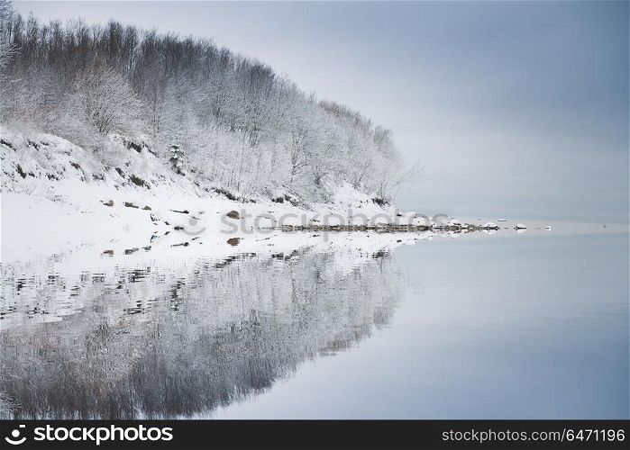 winter forest is covered with snow. European landscape. winter forest is covered with snow.