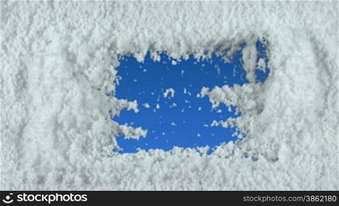 Winter frame drawn on snow background with matte