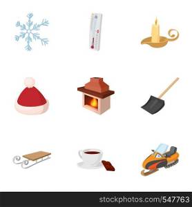 Winter frost icons set. Cartoon illustration of 9 winter frost vector icons for web. Winter frost icons set, cartoon style