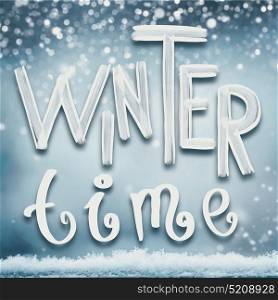 Winter holidays card with Winter time lettering