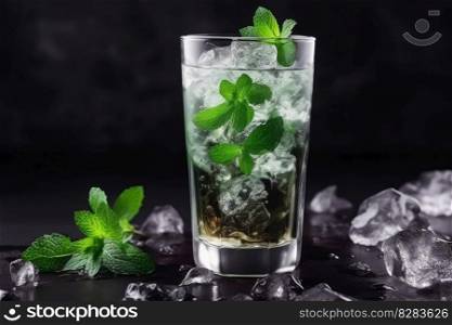 Winter ice cocktail. Fresh mint. Generate Ai. Winter ice cocktail. Generate Ai