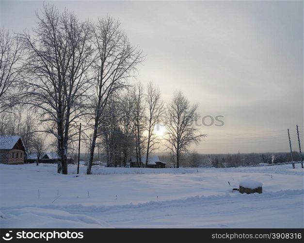 Winter in Russian village