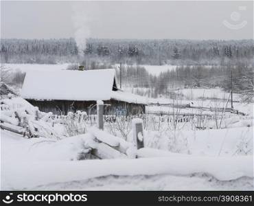 Winter in Russian village