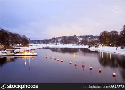 Winter lake landscape in Stockholm Sweden