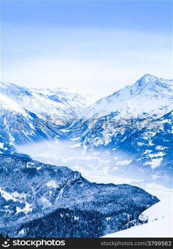 Winter landscape. Alpine Alps mountain landscape