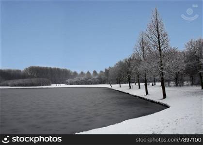 winter landscape in holland in december