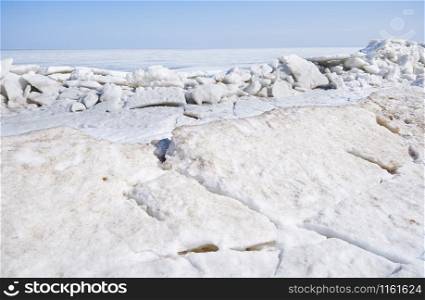 Winter landscape - melting ice