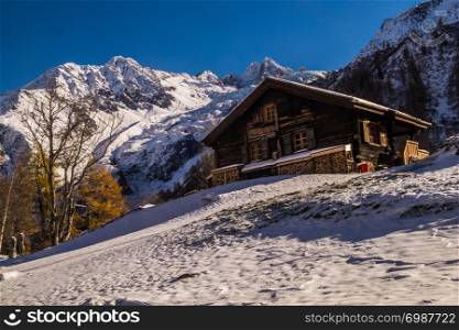 winter landscape of french alps