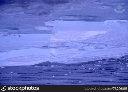 Winter landscape of frozen lake