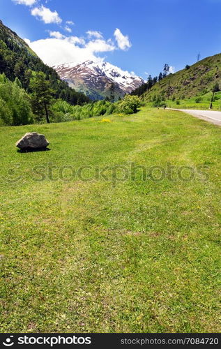 Winter landscape of mountains Caucasus region in Russia