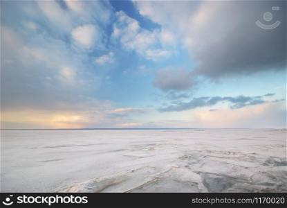 Winter landscape plain. Composition of nature.