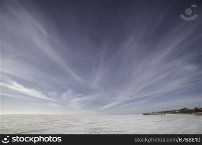 Winter landscape with a very beautiful sky. The winter landscape with a very beautiful sky