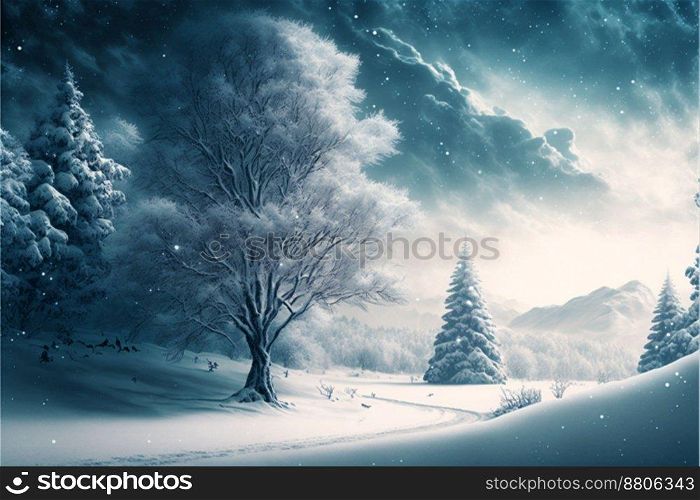 Winter Landscape with Snow and Trees
