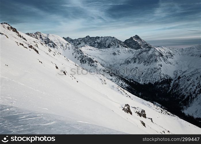 Winter landscape with Tatra Mountains, Zakopane, Poland