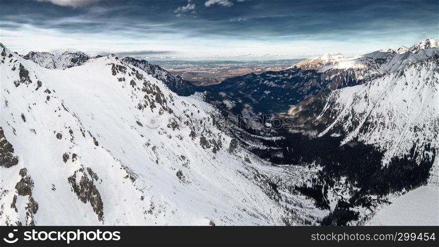 Winter landscape with Tatra Mountains, Zakopane, Poland
