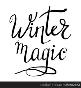 Winter Lettering on White Background. Winter Typographic Poster. Hand Drawn Phrase. Lettering on White Background