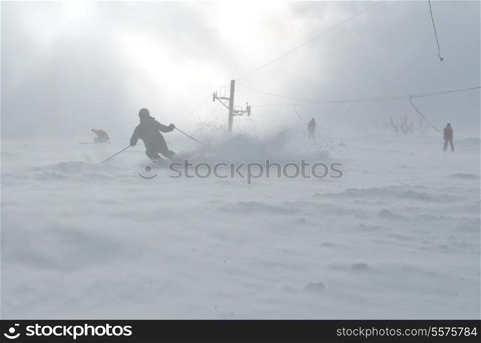 winter man ski sport fun travel snow