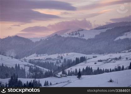 winter mountain landscape. Carpathian Mountains, Ukraine