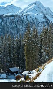 Winter mountain landscape. Kappl ski region in the Tyrolean mountains, Austria.