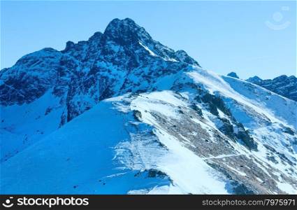 Winter mountain landscape. The Kasprowy Wierch in the Western Tatras (Poland).