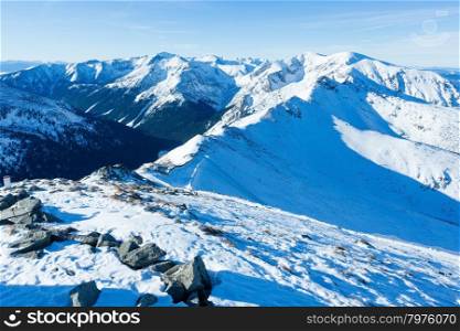 Winter mountain landscape. The Kasprowy Wierch in the Western Tatras (Poland).