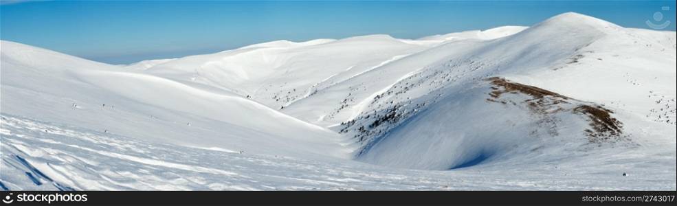 Winter mountain landscape (Ukraine, Carpathian Mt&rsquo;s, Svydovets Range). Twenty four shots stitch image.