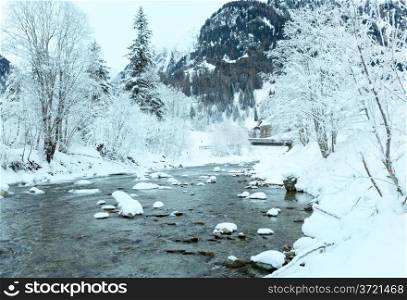Winter mountain limpid river landscape (Austria)