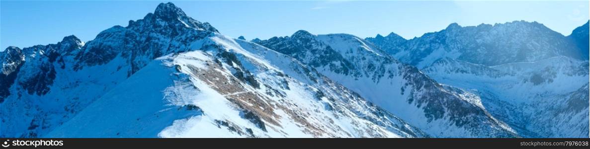 Winter mountain panorama. The Kasprowy Wierch in the Western Tatras (Poland).