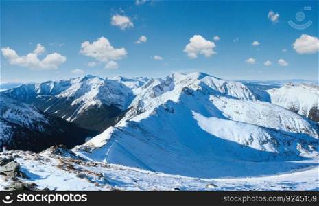 Winter mountain panorama. The Kasprowy Wierch  in the Western Tatras (Poland).