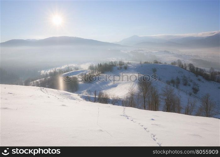 Winter mountain snowy hills