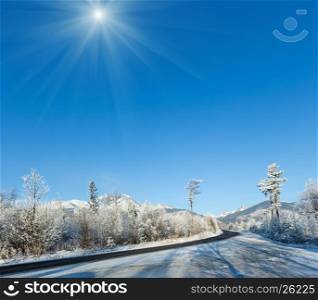 Winter mountain sunshiny landscape. Western Tatras (Poland).
