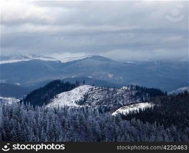 Winter mountain valley. Great Smoky Mountain National Park, Tennessee, USA