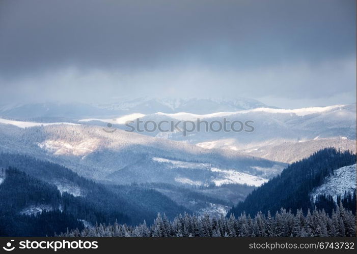 Winter mountain valley. Great Smoky Mountain National Park, Tennessee, USA