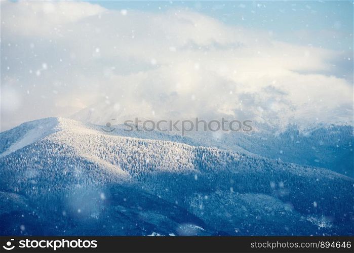 Winter mountain valley landscape. Great Smoky Mountain National Park, Tennessee, USA