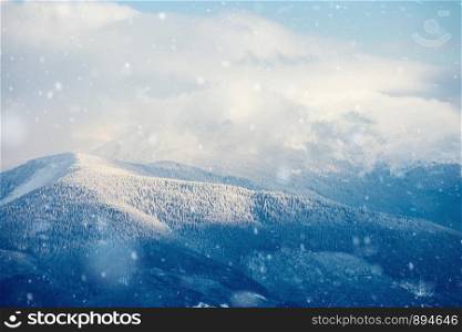 Winter mountain valley landscape. Great Smoky Mountain National Park, Tennessee, USA