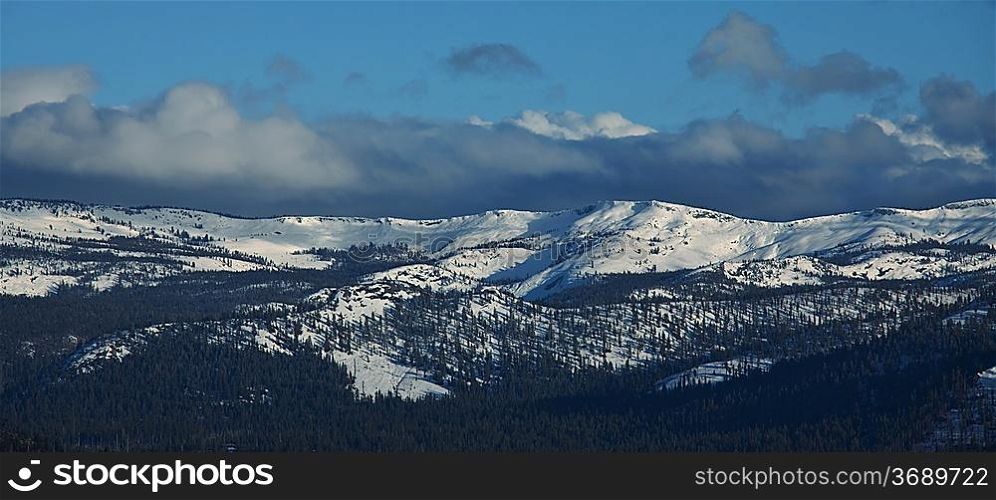 Winter mountains in Yosemite Park