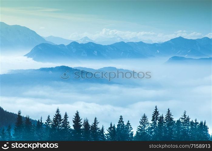 Winter nature landscape, amazing mountain view