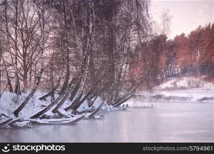 Winter on the river Svisloch